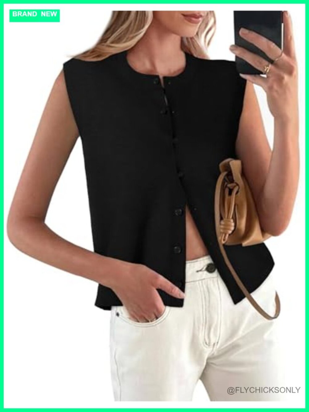 Sleeveless Knit Sweater Vest Button Front Cardigan Women's Lightweight Summer